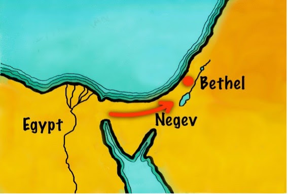 A map of the river negev and its tributaries.